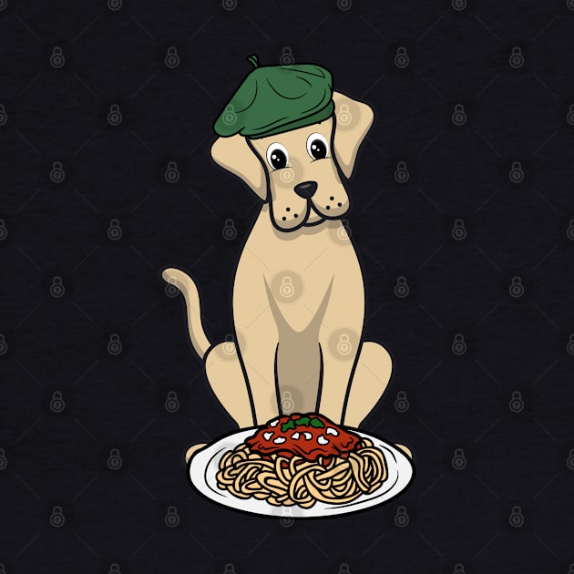 Cute Big Dog is eating spaghetti by Pet Station